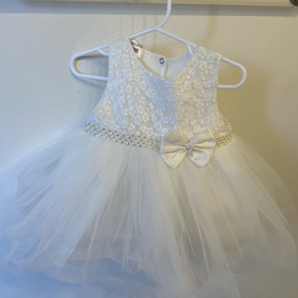 Flower Girl Dress Size 9-12 months Bow Belt Bride